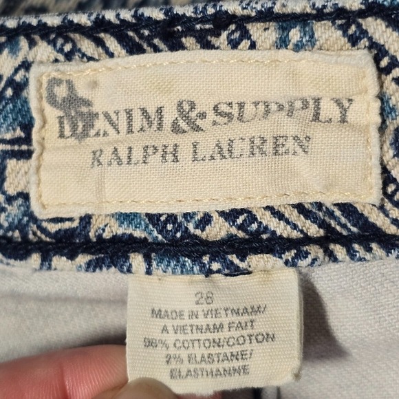 Denim Supply Ralph Lauren Jeans Womens 28 Blue Skinny Ankle Zip Aztec Boho Y2K - Picture 5 of 13